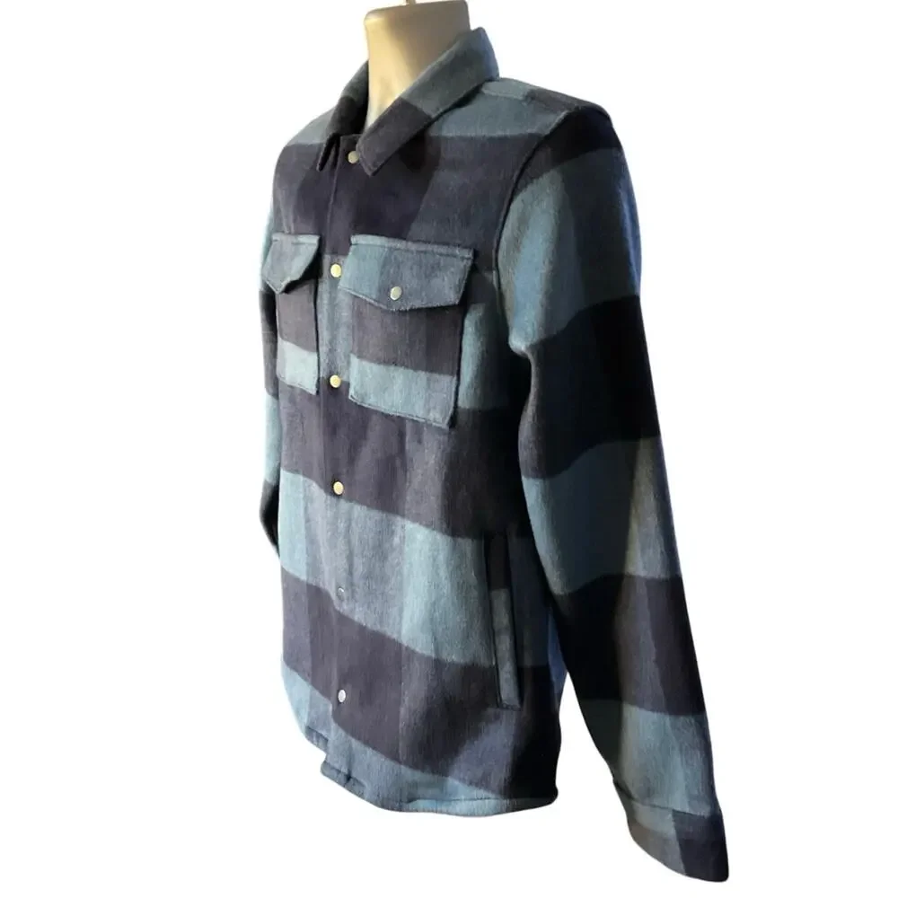 NWT VRST Wool Blend Shacket Men’s S Blue Buffalo Plaid Shirt Jacket Snap Front